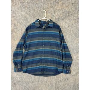 Marmot Long Sleeve Button Up Flannel Shirt Mens XXL Blue Brown Striped 2XL